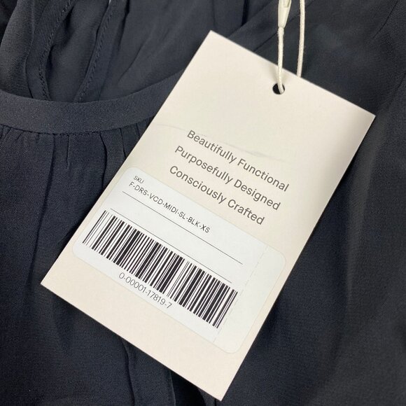 NWT Everlane The Gathered Midi Black Dress Womens Size XS - Picture 8 of 14